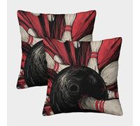 Bowling Strike Action-Dynamic Sports Illustration Pillow Covers 2 Pack Cozy Pillowcase Art Cushion Case with Invisible Zipper Decor Couch Living Room 45x45cm