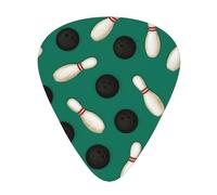 Bowling Theme 12 Pack Guitar Picks With 3 Thicknesses And Storage Box, Abs Plectrums For Electric Bass Guitar Players