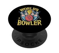 Bowling Worlds Okayest Bowler Funny Retro PopSockets Swappable PopGrip