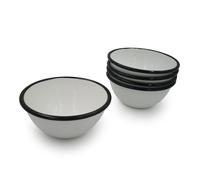Bowls Dessert Pudding Baking Nibbles Tapas Black Rim White Enamel 13cm 4pcs Van Gogh White One Size