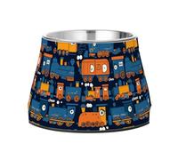 Bowls for Dogs Elevated Stainless Steel Cat Feeding Bowls for Slow Feed Dogs Slow Down Eating Cartoon-Style Trains