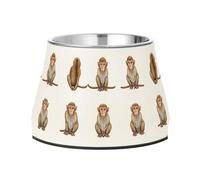 Bowls for Pets Non Skid Stainless Steel Pets Basic Bowls for Small Dogs Slow Down Eating Cute Rhesus Monkey Macaque