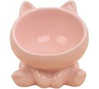 Bowls, Soup Bowls， Ceramic BowlSoup Bowl,Rice Bowl,reakfast Bowl,Cute Cat Shaped Raised Tilted Ceramic Cat Bowl, Elevated Slanted Shallow Angled Cat Dish,Size For Cat And Small Dog-pink-1 (Color : Blu