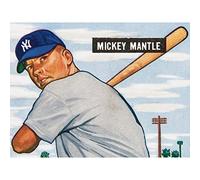 Bowman Mickey Mantle Baseball Card Portrait Large Wall Art Poster Print Thick Paper 18X24 Inch