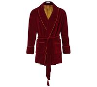Bown of London Men's Howard Cotton Short Velvet Smoking Jacket in Burgundy | Size: 2XL Bown of London Burgundy 2XL