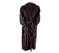 Bown of London Mens Mozart Bold Primary Striped Cotton Velour Dressing Gown - Black/Multi-Colour - Extra Large
