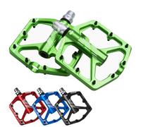 BOWOD Grippy BMX MTB Pedals fit 9/16" Crank, Bicycle Pedals Lightweight Mountain Bike w 3Bearings Cr-Mo Axel, Light CNC Aluminum Platform w Non-Skip Pins for Road City Ebike Pedals Green