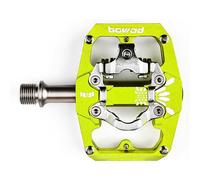 BOWOD MTB Mountain Bike Pedals Compatible with SPD System, SPD and Flat Clipless Dual Side CNC Aluminum Alloy Bicycle Pedals w 9/16" Cr-Mo Spindle 2 Bearings 10 Pins for Indoor Cycling Urban Riding