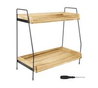 Bowose Coffee Station Organizer, 2 Tier Coffee Bar Accessories and Organizer, Display Stand Shelf Rack, Hot Chocolate Station Stand, Stylish Storage Tea Station for Mugs, Jars & Accessories (Brown)