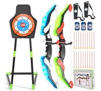 Bows and Arrows Set for Kids, 2-Pack LED Light Up Archery Set with Suction Cup Arrows, Standing Target & Quivers, Kids Boys Girls Toys Outdoor Toys Birthday Gifts for 3 4 5 6 7 8 9 10 11 12 Years Old