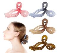 Bows Claw Clips, 4 Pcs Bow Hair Clips Elegant Hair Clips, Nonslip Large Hair Claw Clips for Thick Hair Chic Butterfly Hair Accessories for Women Girls (colorful)