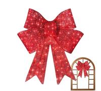 Bows - Fabric 60cm Outdoor Christmas Wreath | Lighted Ornaments with Hook-Style Illuminated Decoration, Front Door Holiday Decor, Indoor Outdoor Winter Festival Centerpiece, Party Charm, Firep