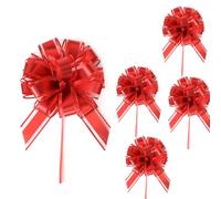 Bows for Gift Wrapping - 5Pcs Large 7-Inch Pull Bows, Elegant Red Gift Bow for Present Decoration, Perfect for Gift Packaging, Christmas, Weddings, Birthdays, Valentine’s Day, and Party Décor