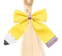 Bows for Girls Pencil Design Yellow Cute Clip
