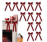 Bows for the Christmas Tree, Pack of 12 in Red and Large - Large Bows Christmas Tree Decorations, for Indoor and Outdoor Use, Door, Fireplace, Garland, Celebration Decorations
