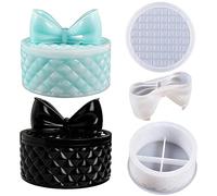 Bows Storage Box Mold Round Resin Box Molds with Lids Jewellery Organizer Casting Mold Epoxy Casting Silicone Mould DIY Resin Crafts Moulds for Home Decor Gift Candy Storage