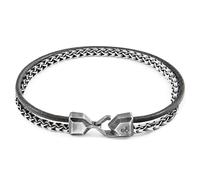 Bowspirit Mast Silver and Round Leather Bracelet ANCHOR & CREW Grey 21cm