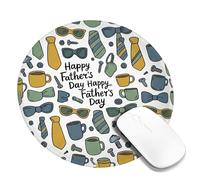 Bowtie Small Mouse Pad, Casual Playful Sunglasses Tie Father's Day Green Round Rubber Smooth Mini Travel Desk Mousepad Decor for Home Office Work Gaming Desk Round 8x8 Inch