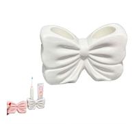 Bowtie Toothbrush Holder, Cute 2 Slots Ceramic Toothbrush Holder,2-Slot Bathroom Organizer, for Bathroom Countertop, Vanity, Shower, Bow Bathroom Decor