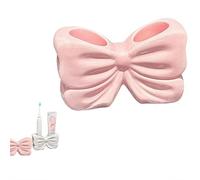 Bowtie Toothbrush Holder, Cute 2 Slots Ceramic Toothbrush Holder,2-Slot Bathroom Organizer, for Bathroom Countertop, Vanity, Shower, Bow Bathroom Decor