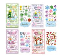 BOWTONG Crystal Stacked 3D Building Stickers,DIY Cute Mini Scenes,3D Puffy Cartoon Resin Decorative Kit,Reusable Stickers S Fun Tiny