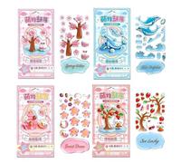 BOWTONG Crystal Stacked 3D Building Stickers,DIY Cute Mini Scenes,3D Puffy Cartoon Resin Tiny Kit,Reusable Stickers Decorative S Fun