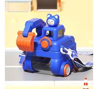 BOWTONG Excavator Water Bottle for Kids, 17 oz Leak-Proof Cute Cartoon Excavator Water Cup with Wheels, Adjustable Strap Straw Water Bottle, Funny Car Shape Water Cup for School Outdoor Travel