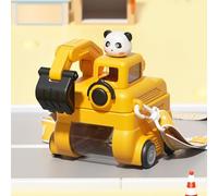 BOWTONG Excavator Water Bottle for Kids, 17 oz Leak-Proof Cute Cartoon Excavator Water Cup with Wheels, Adjustable Strap Straw Water Bottle, Funny Car Shape Water Cup for School Outdoor Travel