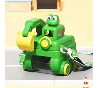 BOWTONG Excavator Water Bottle for Kids, 17 oz Leak-Proof Cute Cartoon Excavator Water Cup with Wheels, Adjustable Strap Straw Water Bottle, Funny Car Shape Water Cup for School Outdoor Travel