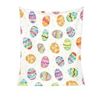 BOWTONG Flannel Throw Blanket Happy Easter Bunny Eggs Blanket, Soft Anti-Pilling Flannel Blankets, Funny Cartoon Rabbits Cozy&Soft Plush Blankets for Easter Decor