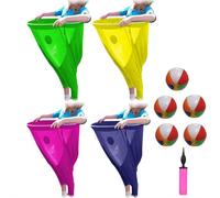 BOWTONG Granny Pants Yard Game, 4Pcs Funny Giant Stretchy Granny Pants, Granny Pants Outdoor Game Set,Outdoor Family Reunion Party Games for Adults, with 13 Bouncy Balls & 1PCS Random Color Pump