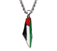 BOWTONG Palestine Map Necklace,Stainless Steel Palestine Map Flag Pendant Chain Necklaces,Silver Enamel Color Gold Palestine Flag J