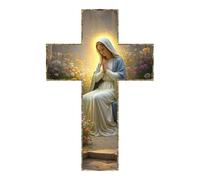 BOWTONG Vintage Wooden Christ Wall Cross, Handcrafted Rustic Cross Wall Decor, Religio Hanging Crosses Decoration, Elegant