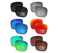 Bowyer 6 Pair POLARIZED Replacement Lenses for Oakley Holbrook XL OO9417 Sunglasses - Black + Titanium Mirror + Surf Blue Mirror + Fire Red Mirror + Jade Green Mirror + Brown, Black + Titanium Mirror