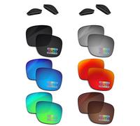 Bowyer 6 Pair POLARIZED Replacement Lenses & Nosepads for Oakley Turbine OO9263 Sunglasses - Black + Titanium Mirror + Surf Blue Mirror + Fire Red Mirror + Jade Green Mirror + Brown