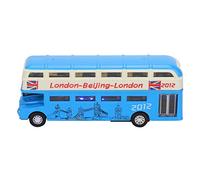 BowyTrading 1:90 Children Double Layer Bus Toy, Pull Back Alloy Bus with Light and Sound, Realistic Simulation City Bus Model for Kids Age 3+, Includes 3 LR44 Batteries (Blue)