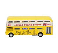 BowyTrading 1:90 Children Double Layer Bus Toy, Pull Back Alloy Bus with Light and Sound, Realistic Simulation City Bus Model for Kids Age 3+, Includes 3 LR44 Batteries (Yellow)