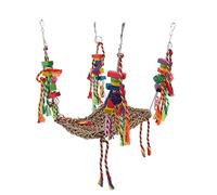 BowyTrading Bird Climbing Straw Net, Parrot Climbing Toy with Stainless Steel Chains, Natural Breathable Hammock for Parrots and Small Pets to Relieve Boredom and Encourage Play