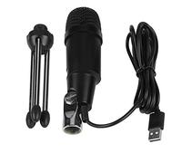 BowyTrading DC5V USB Condenser Microphone, Black Zinc Alloy Mic for Computer and Laptop, Plug and Play Recording Mic with 5V Boost Circuit for Online Singing Voice Chat Web Hosting (Black)
