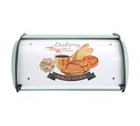 BowyTrading Metal Bread Box for Kitchen Storage, Large Capacity Pastry Box with Secure Lid, Retro Iron Bread Case with Non - Slip Base for Countertop Use (Blue)