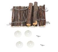 BowyTrading Pet Summer Hammock Swing Bed, Small Animal Hanging Cage Toy with Natural Applewood Bar, Chew - Climbing Platform for Rabbit Hamster Chinchilla Guinea Pig Bird