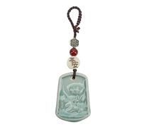 BowyTrading Retro Water Lily Keychain Pendant, Vintage Small Key Ring Charm with Exquisite Porcelain Beads, Elegant Hanging Pendant for DIY Keychain and Bag Decoration