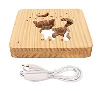 BowyTrading Wooden 3D Lamp, Cat Hollow Shape Night Light, Soft LED Light for Bedroom Decor, 360 Degree Illumination with USB Cable, Romantic Warm White Light for Living Room Office Gift