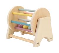 BowyTrading Wooden Rattle Rolling Drum, Cylinder Rolling Drum for Toddler, Logic Thinking Wooden Rattle Roller with 4 Balls, Safe Unpainted Basswood Toy for Hand Eye Coordination and Parent Ki
