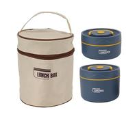 Box Adult Lunch Box Set, Portable Multi-Layered Insulated Lunch Containers with Thermal Bag, Stackable Stainless Steel Leakproof Thermal Food Containers for Adults Men