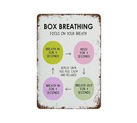 Box Breathing Poster, Mindful Breathing Mental Sign, Anxiety Coping Wall Decor for Home Bar Cafe Farm, 8x12in