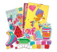 BOX CANDIY Big Gem Backpack Charms Art Set for Kids I DIY Keyring Craft Kit with Sticky Sheets, Colourful Gems, Gem Tool & Storage Box