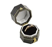 Box Displays Beautiful Leatherette Velvet Wooden Ring Boxes Proposal Engagement Wedding Ring Case (Antique Victorian Hexagon)