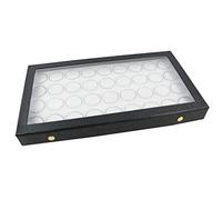 Box Displays Gem Stone Bead Ring Earring Jewellery Display Case with Choice of 24 36 or 50 Pots - Craft Storage Case Organiser (Case with 36 White Pots)