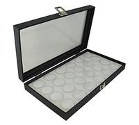 Box Displays Glass Lid Gem Stone Display Case with Choice of Foam Gem Pot Liner - Jewellery Presentation Case (Case with White 24 Pot)